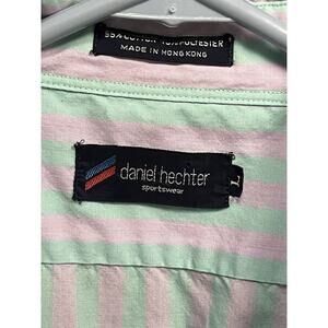 Daniel Hechter Men's Large Button Up Shirt Long Sleeve - Pink & Green